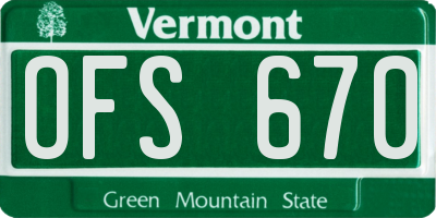 VT license plate OFS670