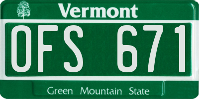 VT license plate OFS671