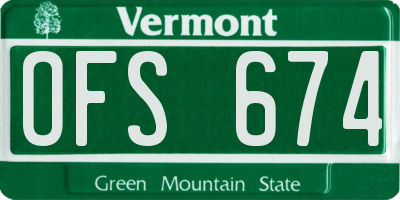 VT license plate OFS674