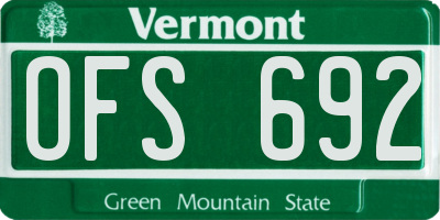 VT license plate OFS692