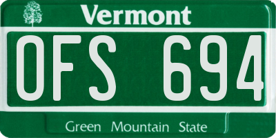 VT license plate OFS694