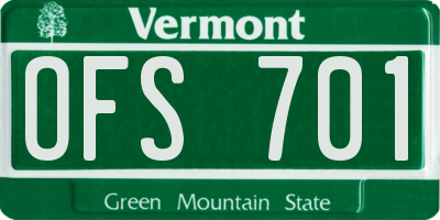 VT license plate OFS701
