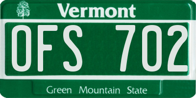 VT license plate OFS702