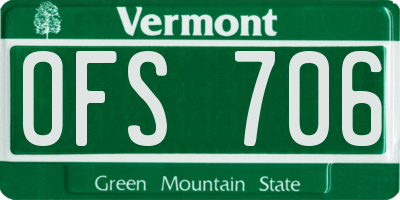 VT license plate OFS706