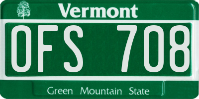 VT license plate OFS708