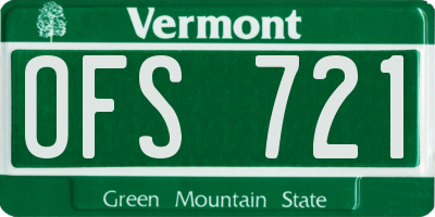 VT license plate OFS721