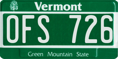VT license plate OFS726
