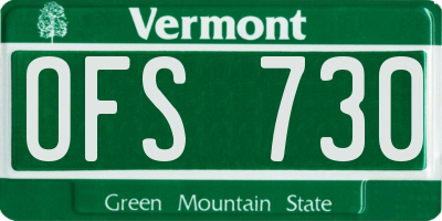VT license plate OFS730