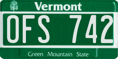 VT license plate OFS742