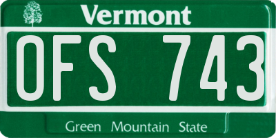 VT license plate OFS743
