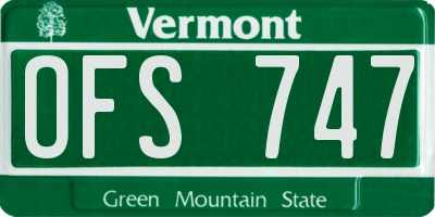 VT license plate OFS747