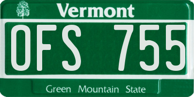 VT license plate OFS755