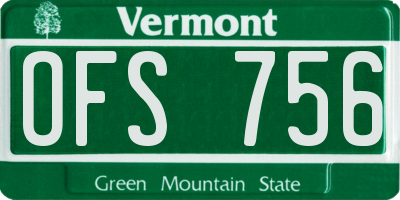 VT license plate OFS756