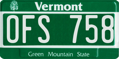 VT license plate OFS758