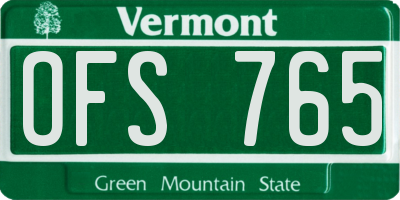 VT license plate OFS765