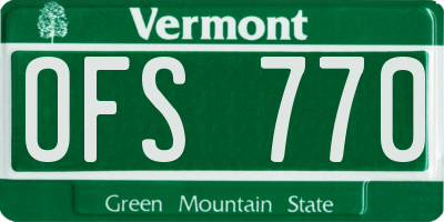 VT license plate OFS770