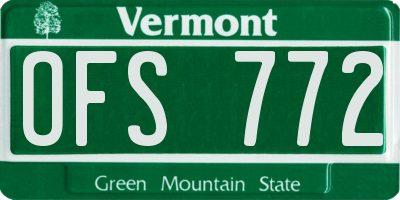 VT license plate OFS772