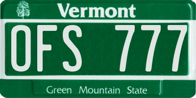 VT license plate OFS777