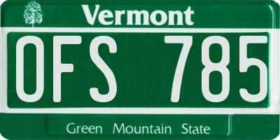 VT license plate OFS785