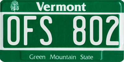 VT license plate OFS802