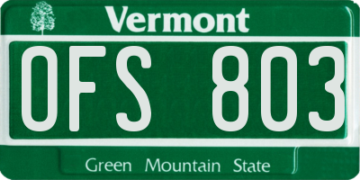 VT license plate OFS803