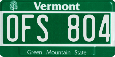 VT license plate OFS804