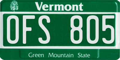 VT license plate OFS805