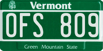VT license plate OFS809