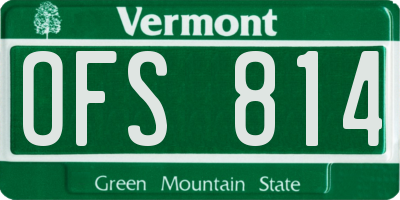 VT license plate OFS814