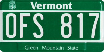 VT license plate OFS817