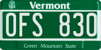 VT license plate OFS830