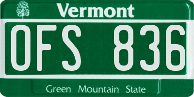 VT license plate OFS836