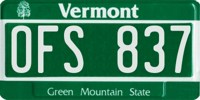 VT license plate OFS837