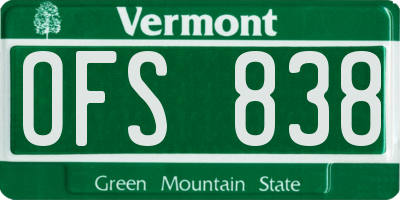 VT license plate OFS838