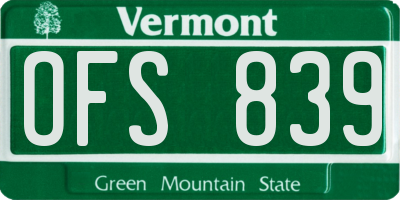 VT license plate OFS839