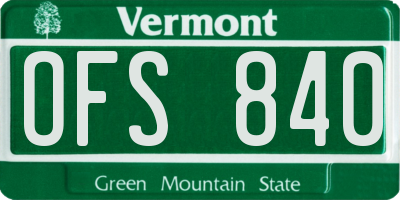 VT license plate OFS840