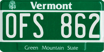 VT license plate OFS862