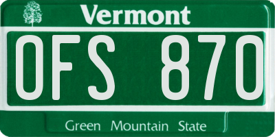 VT license plate OFS870