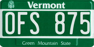 VT license plate OFS875