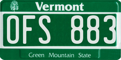 VT license plate OFS883