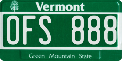 VT license plate OFS888