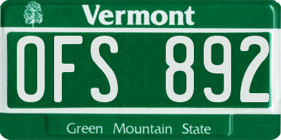 VT license plate OFS892