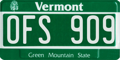VT license plate OFS909