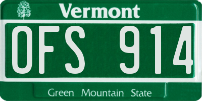 VT license plate OFS914