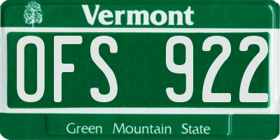 VT license plate OFS922