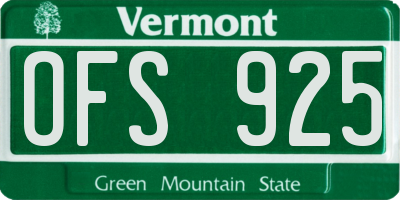 VT license plate OFS925