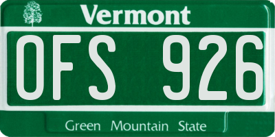 VT license plate OFS926