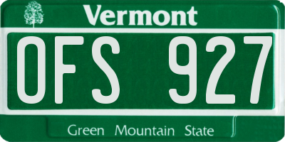 VT license plate OFS927