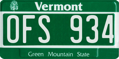 VT license plate OFS934
