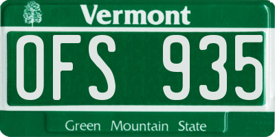 VT license plate OFS935